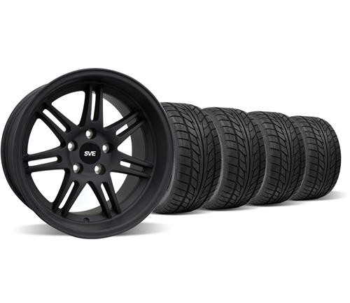 1994-04 Mustang Flat Black SVE Anniversary Deep Dish Wheel & Nitto Tire Kit - 17X9/10